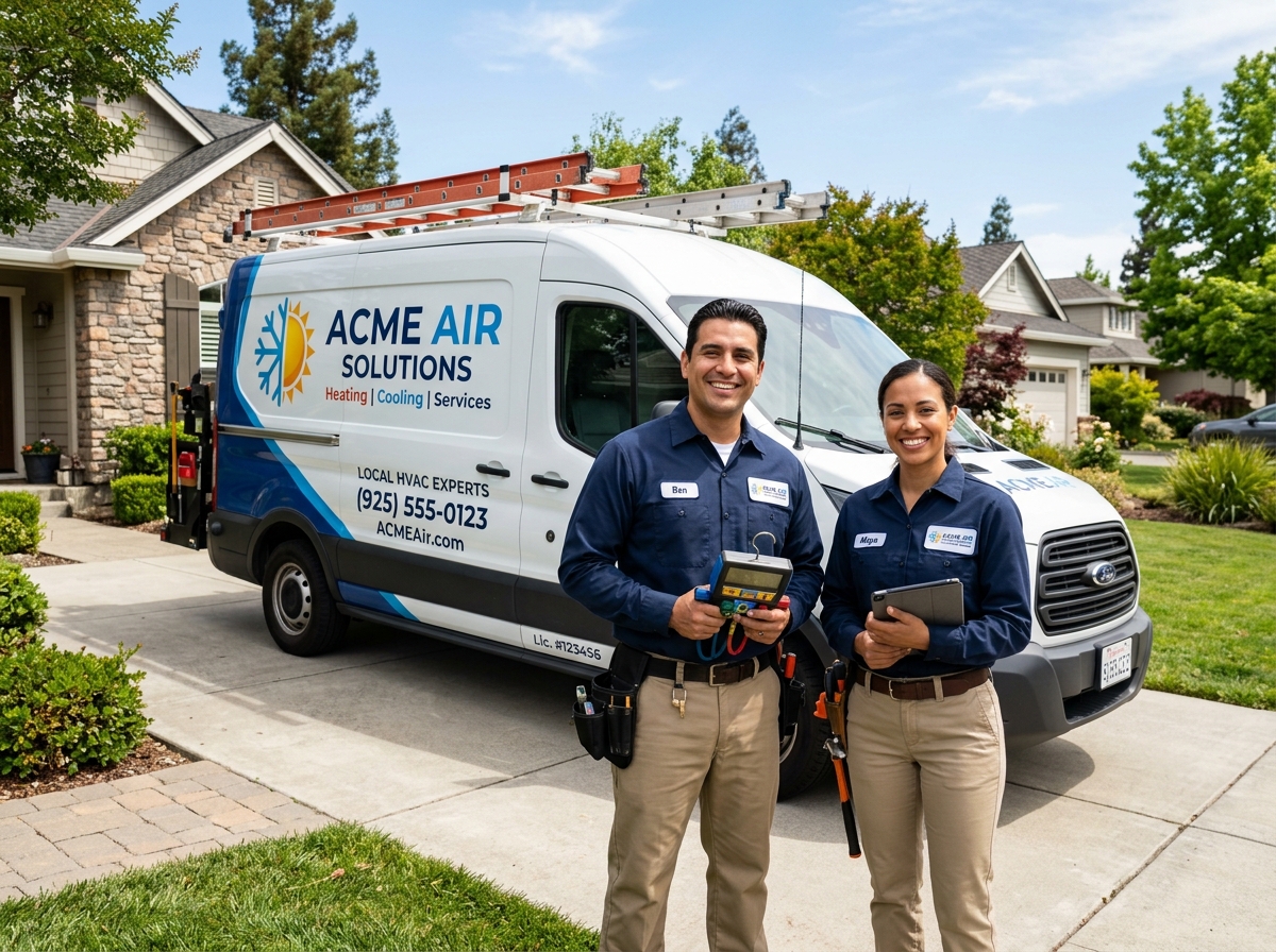 BreezeFlow HVAC service vehicles and technician team