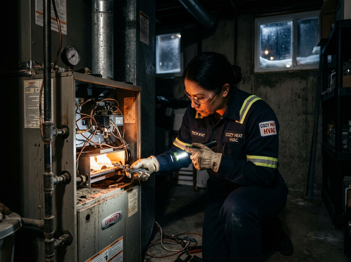 Emergency HVAC repair service at night